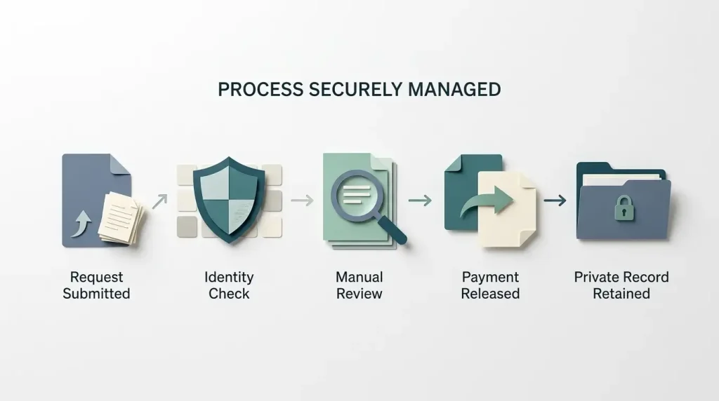 Stages between a withdrawal request and the payment record